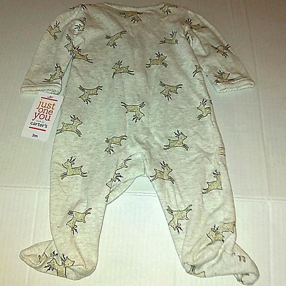 Tis The Season' For Adorable sparkly Reindeer infant Carters Layette Sleeper☆ - Picture 6 of 11